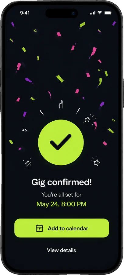 Gig confirmed screen